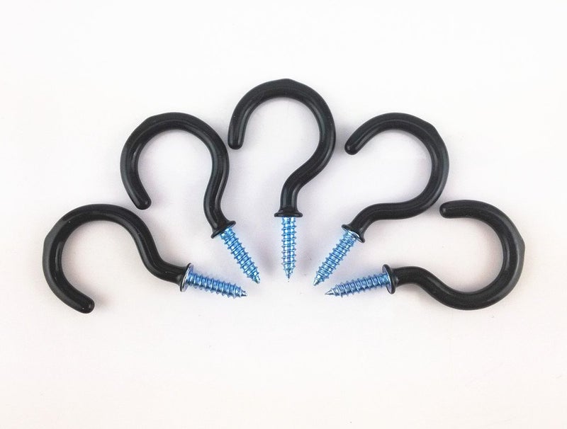 Yueton 50pcs Vinyl Coated Screw-in Ceiling Hooks Cup Hooks (Black) - Image 2